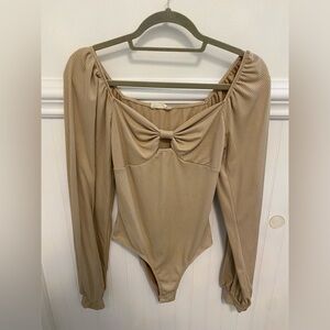 Altar'd State Beige Ribbed Bodysuit